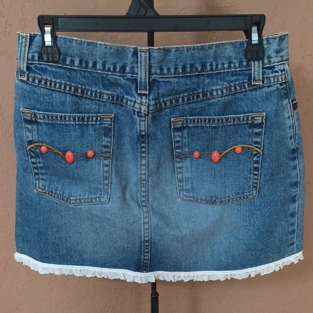 American Eagle Outfitters Denim And Lace Y2K Style Mini Skirt Size 4
